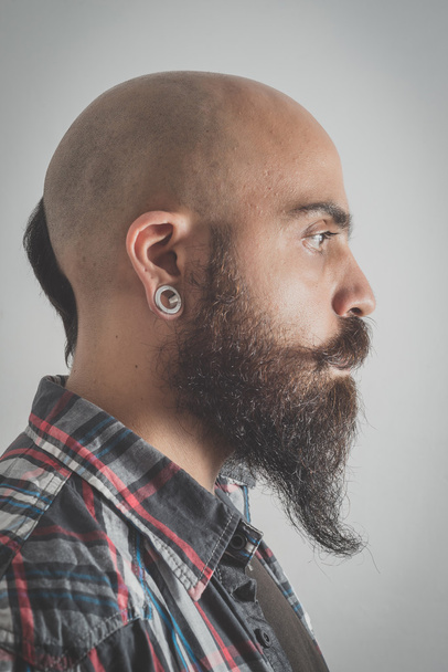 hipster longo barbudo e bigode homem
  - Foto, Imagem