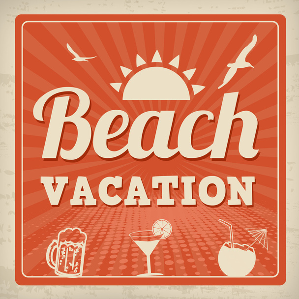 пляж відпустку ретро плаката - Вектор, зображення