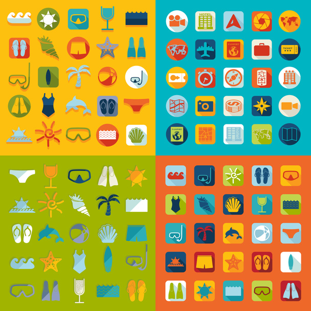 Set of summer tourism icons - Photo, Image