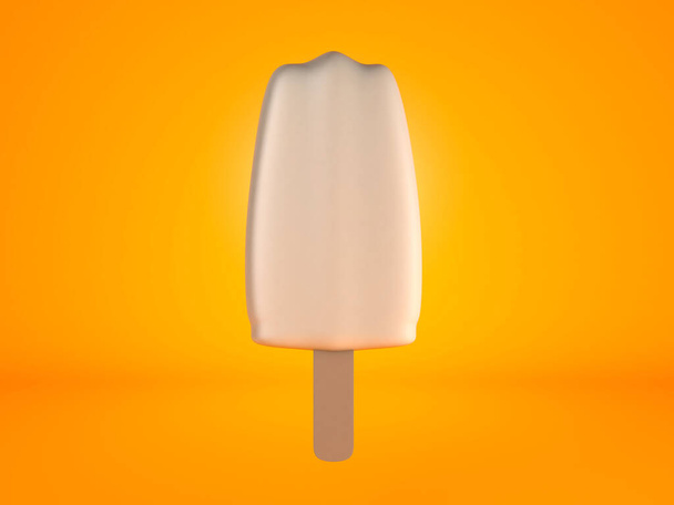 ice cream on a yellow background. 3d illustration - Zdjęcie, obraz