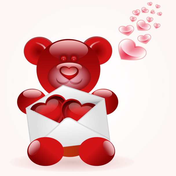 Bear with love letter - Vector, Image