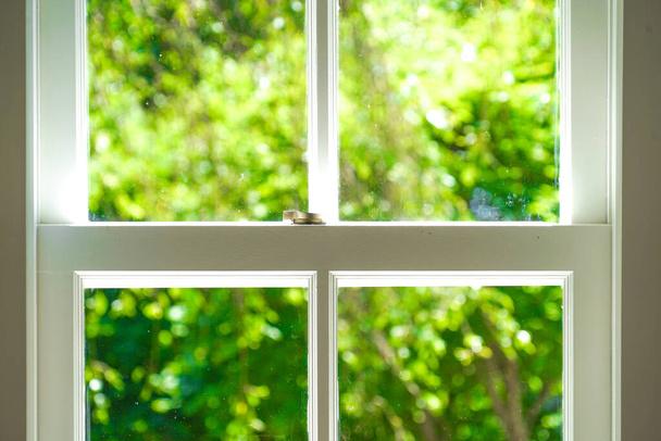 Fenêtre de chambre blanche (fond). Lieu de tournage : Hokkaido - Photo, image