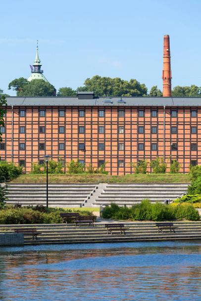 Bydgoszcz, Poland - June 26, 2020: Mill Island and Rother mills, historic area located in the Old Town on river Brda. It has Certificate for Best Tourist Attraction from the Polish Tourist Organisation - 写真・画像
