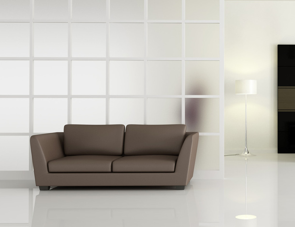 Modern interior with brown leathe sofa - Foto, Bild