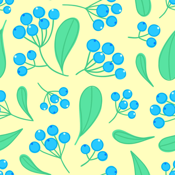 Floral seamless pattern with panicles of berries. Colorful repeating background with plant. Design for wallpaper, textiles, wrapping paper, cover notebook, header. Vector illustration, eps10 - 写真・画像