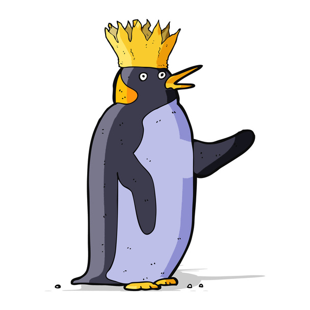 cartoni animati imperatore pinguino agitando - Vettoriali, immagini