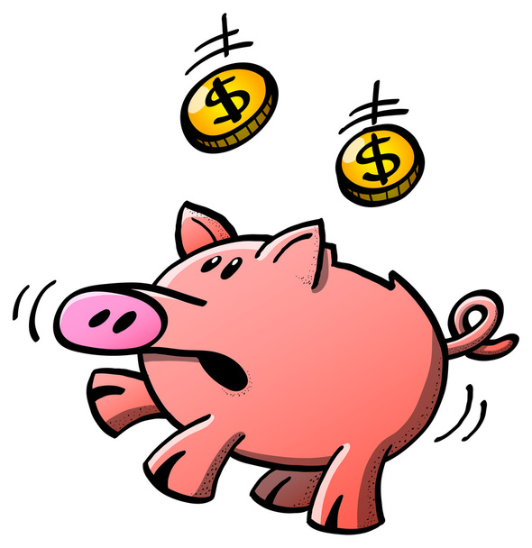 Cute piggy bank feeling worried - Vector, Image