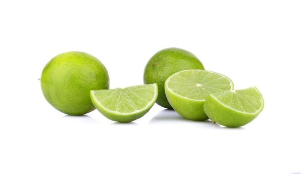 Three sliced limes isolated on a white background   - Foto, Bild