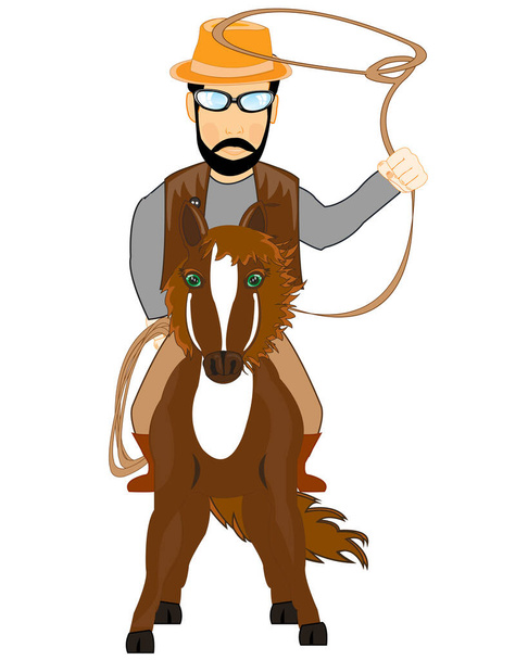 vector illustration of a cowboy with a hat - Foto, Imagem