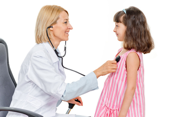 lekarz słucha stetoskop dziewczyna - Zdjęcie, obraz
