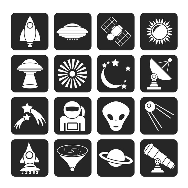 Silhouette astronautics, space and universe icons - Vektori, kuva