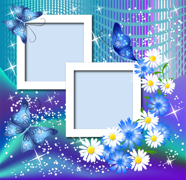 Page layout postcard with flowers, butterfly for inserting text - Вектор,изображение