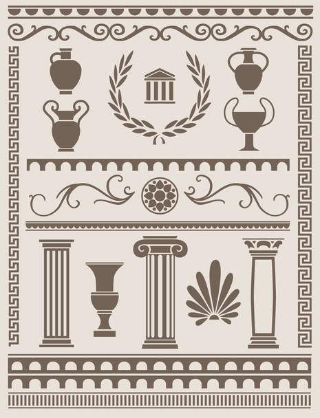 Ancient Greek and Roman Design Elements - Vector, imagen