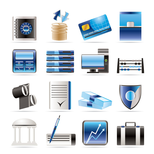 Bank, business, finance and office icons - Vecteur, image