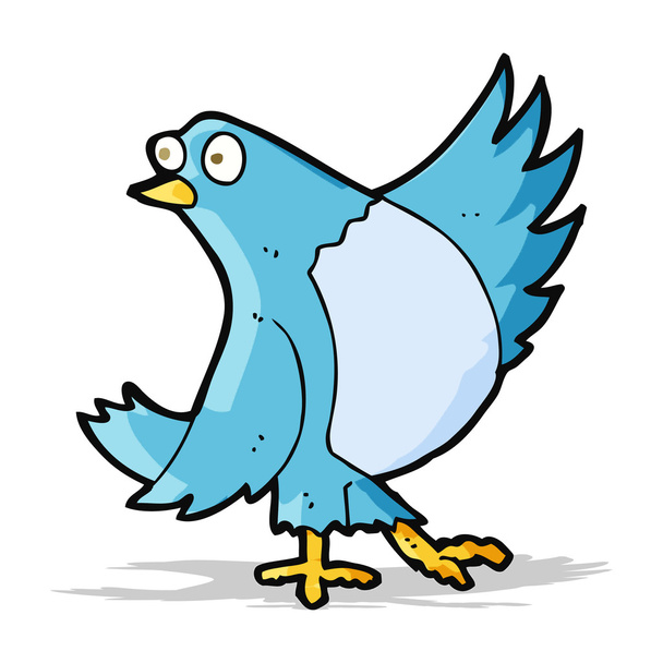 Tančící modrého ptáka kreslený - Vektor, obrázek