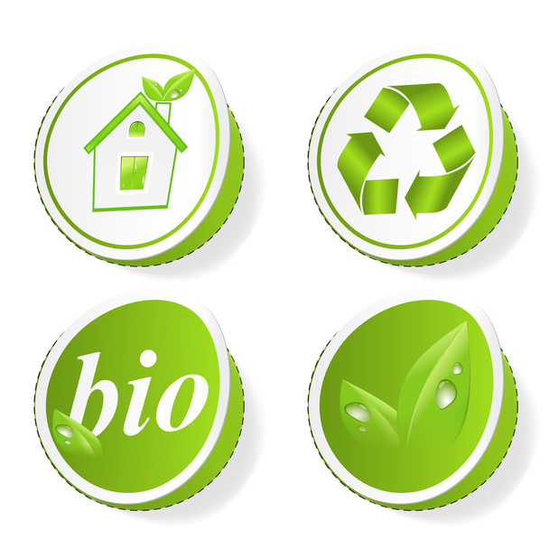 Set of green ecology tags - Vector, Imagen