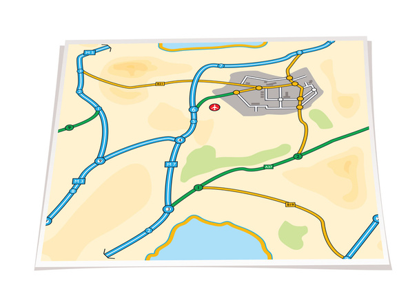 papier city kaart - Vector, afbeelding