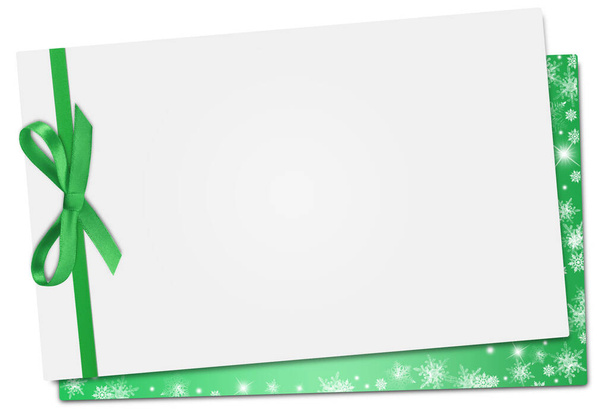 green ribbon bow with a white background - Foto, afbeelding