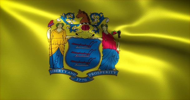 New Jersey Bayrağı, Amerika Birleşik Devletleri, kıvrımlar, yakın görüş, 3D görüntüleme - Fotoğraf, Görsel
