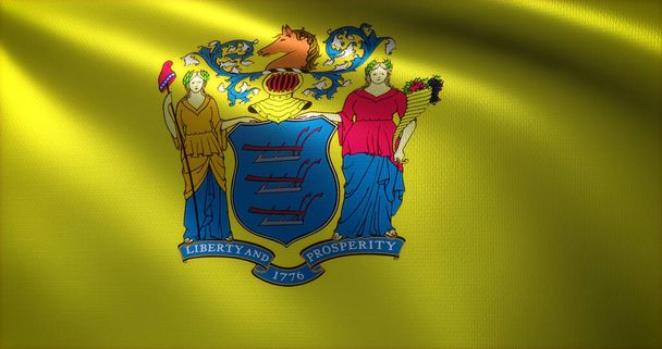 New Jersey Bayrağı, Amerika Birleşik Devletleri, kıvrımlar, yakın görüş, 3D görüntüleme - Fotoğraf, Görsel