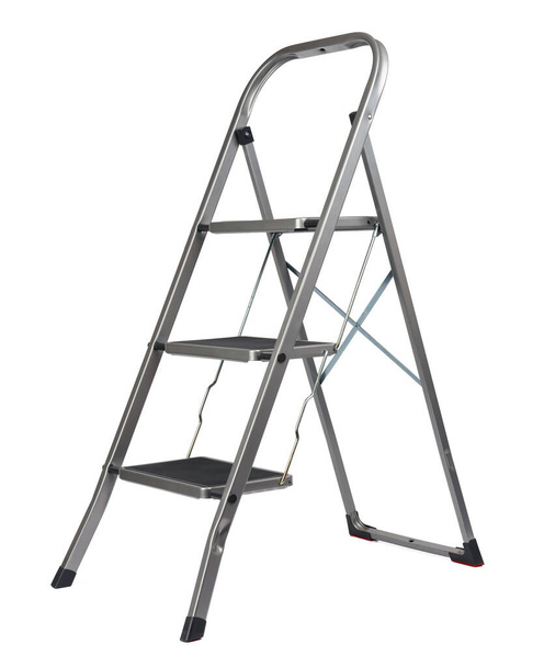 metal folding ladder isolated on white background, three steps structure - Fotó, kép