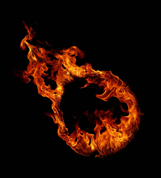 fire flames isolated on black background - Foto, imagen