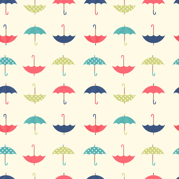 Autumn seamless pattern with a set flat umbrellas - Vector, Imagen
