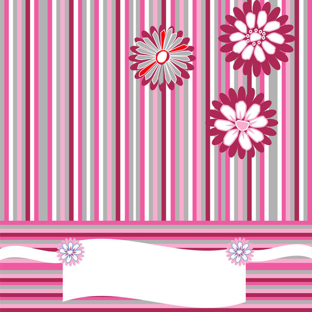 Greeting card with stripes, flowers and place for your text - 写真・画像