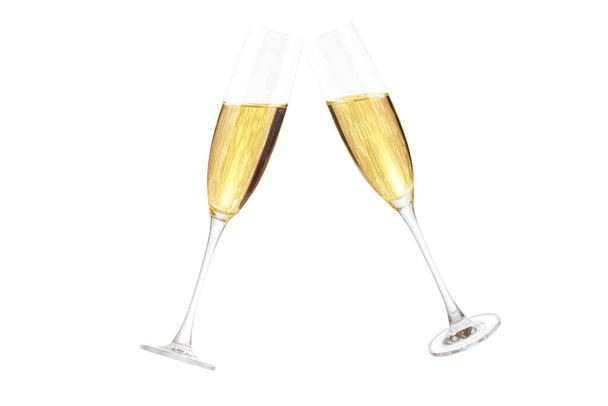 champagne glasses with a glass of wine isolated on white background - Valokuva, kuva
