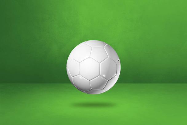 White soccer ball isolated on a green studio background. 3D illustration - Fotó, kép