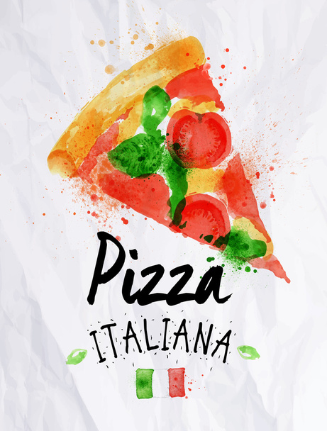 italiana ακουαρέλα πίτσα πίτσα - Διάνυσμα, εικόνα