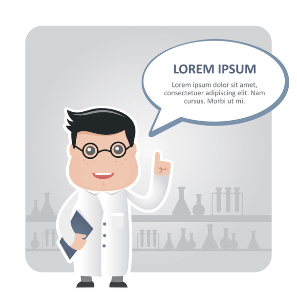 man chemist and a text bubble - Vector, Image