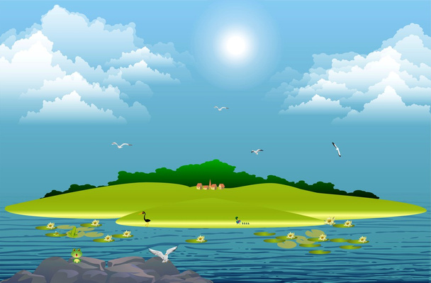 Island in the lake, - Vector, Image