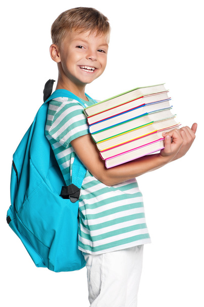 Little boy with books - Фото, изображение