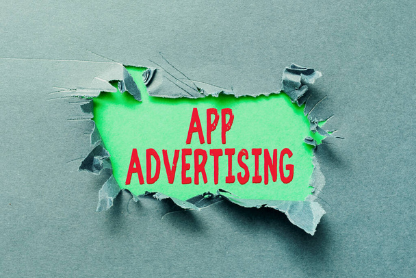 Conceptual caption App Advertising. Word Written on developers get paid to serve advertisements in mobile app Thinking New Writing Concepts, Breaking Through Writers Block - Photo, Image