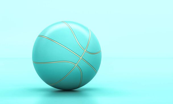 turquoise basketball with gold inserts. 3d render. sport concept - Fotografie, Obrázek