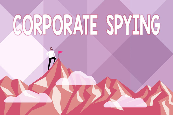 Konceptuální titulek Corporate Spying. Konceptuální fotografie zkoumá konkurenty získat obchodní výhodu Abstrakt Dosažení a dosažení cíle, Výsledek tvrdé práce koncepty - Fotografie, Obrázek