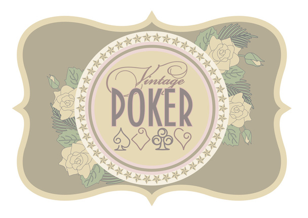Old casino poker card, vector illustration - Vector, Imagen