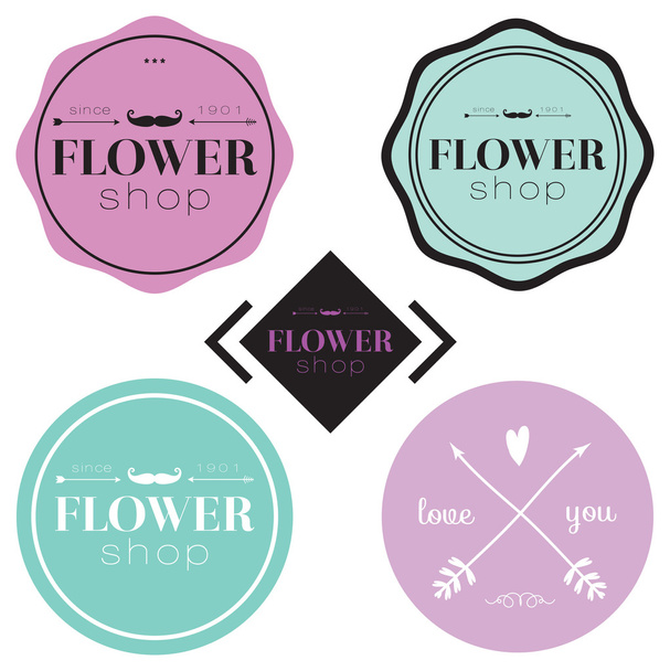 Collection of greeting floral labels - Вектор,изображение