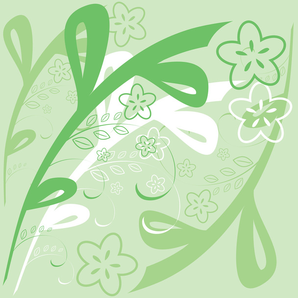 Background floral pattern in shades of green - Διάνυσμα, εικόνα
