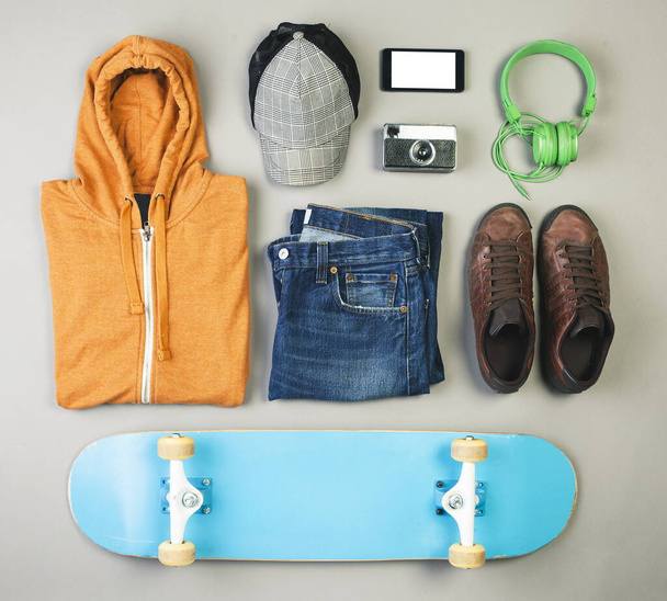 Overhead of essentials casual boy. - Foto, Imagem