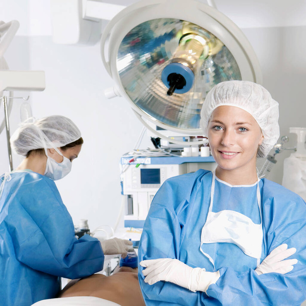 young woman surgeon in hospital - 写真・画像