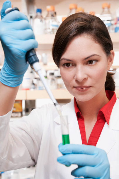 young woman researcher working in laboratory - Foto, Bild