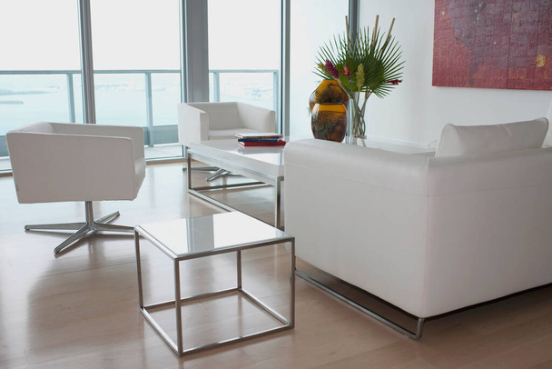 moderne Wohnzimmereinrichtung mit Sofa und Stuhl - Foto, Bild