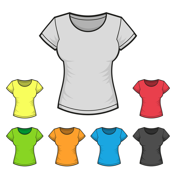 Womens T-shirt Design Template Color Set. Vector - Vettoriali, immagini