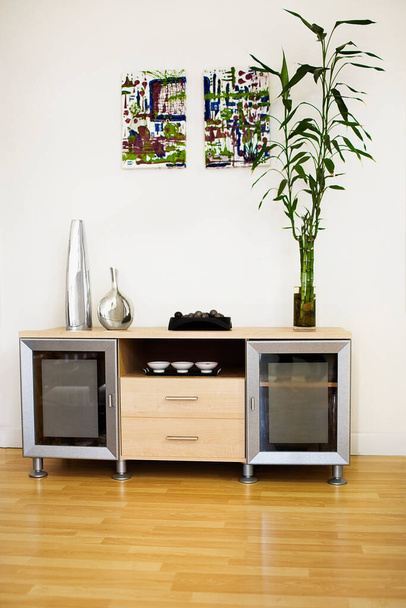 modern interior design with wooden furniture and table - Valokuva, kuva
