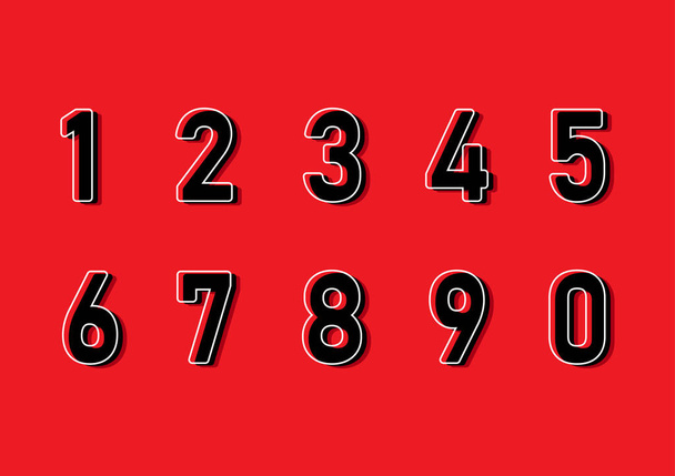 L'insieme di dieci numeri forma uno a zero, disegno di numero. Numero simboli raccolta bianco neon segno vettore. - Vettoriali, immagini