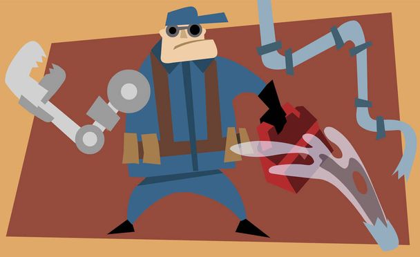 vector illustration of a man with a wrench - Fotó, kép