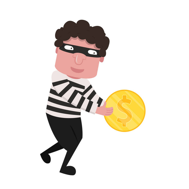 Bandit character design. bandit on white background. Steal money. - Vector, Image