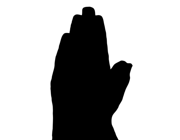 Silhouette Vector Praying Hands Side on White - Vector, Image